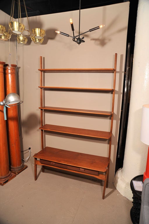 Mid-Century Modern Danish Teak Bookcase with Adjustable Shelves and Drawers
