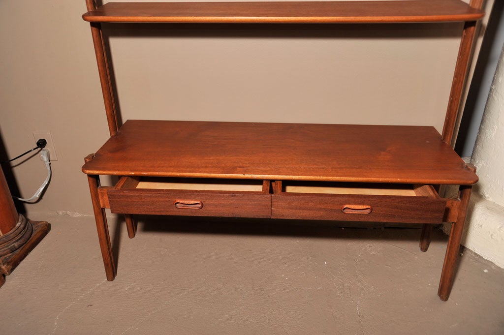 Danish Teak Bookcase with Adjustable Shelves and Drawers 1