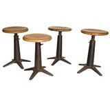set of four 1920'S Isaac  Singer stools