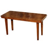 Antique English walnut loo table. Lowered.