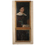 Finest antique French trumeau with primitive painting.