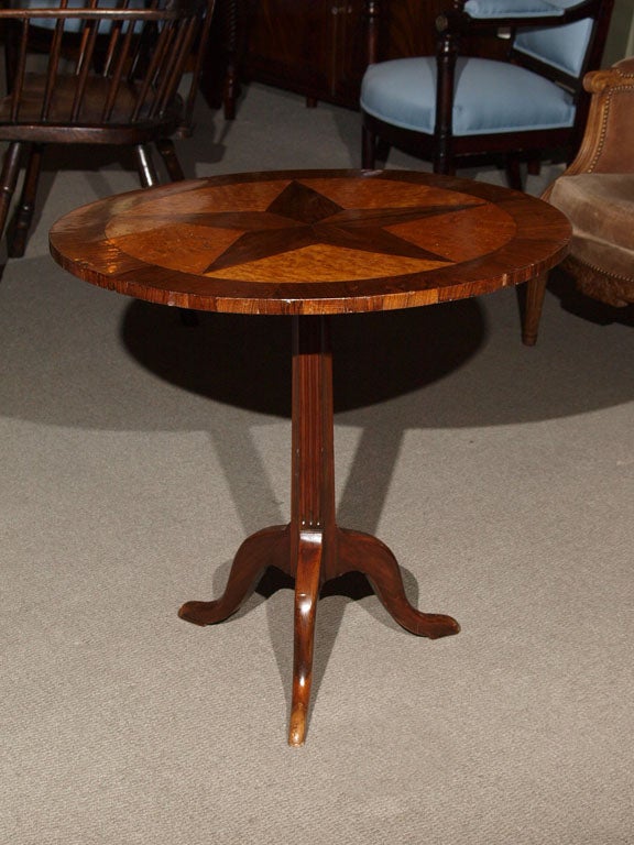 18th century Louis XVI tilt-top "gueridon" table w/inlaid star