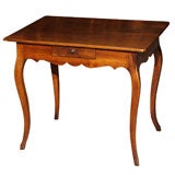 Antique French Louis XV style walnut tea table with drawer. Antique French Louis XV style walnut tea table with drawer.