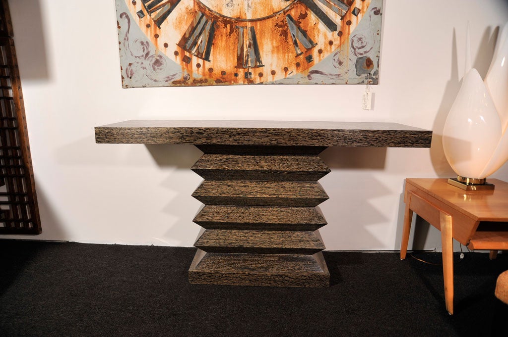 Cerused Oak "Accordion" Console Table