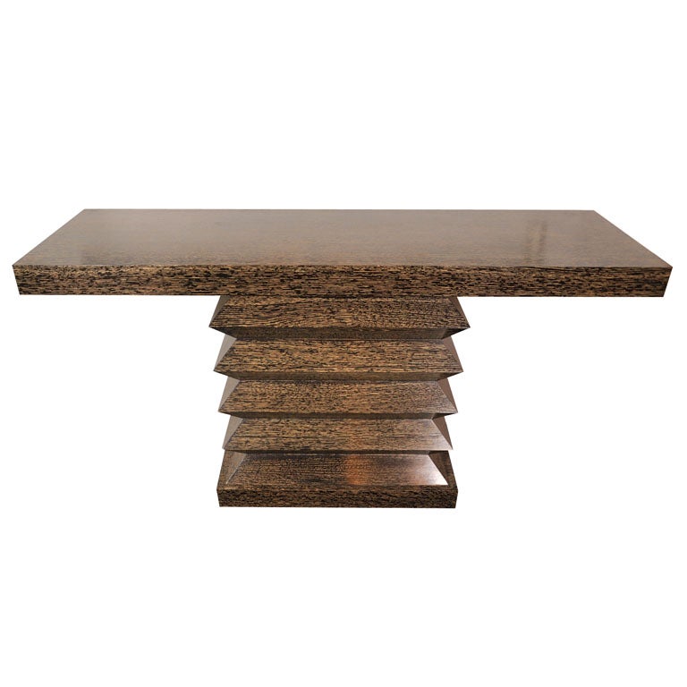 Cerused Oak "Accordion" Console Table