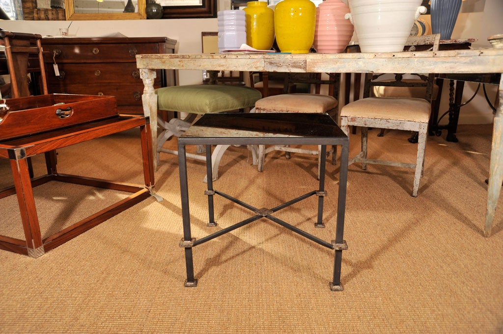 Pair of Mirrored Top Iron Tables