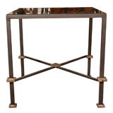 Pair of Mirrored Top Iron Tables