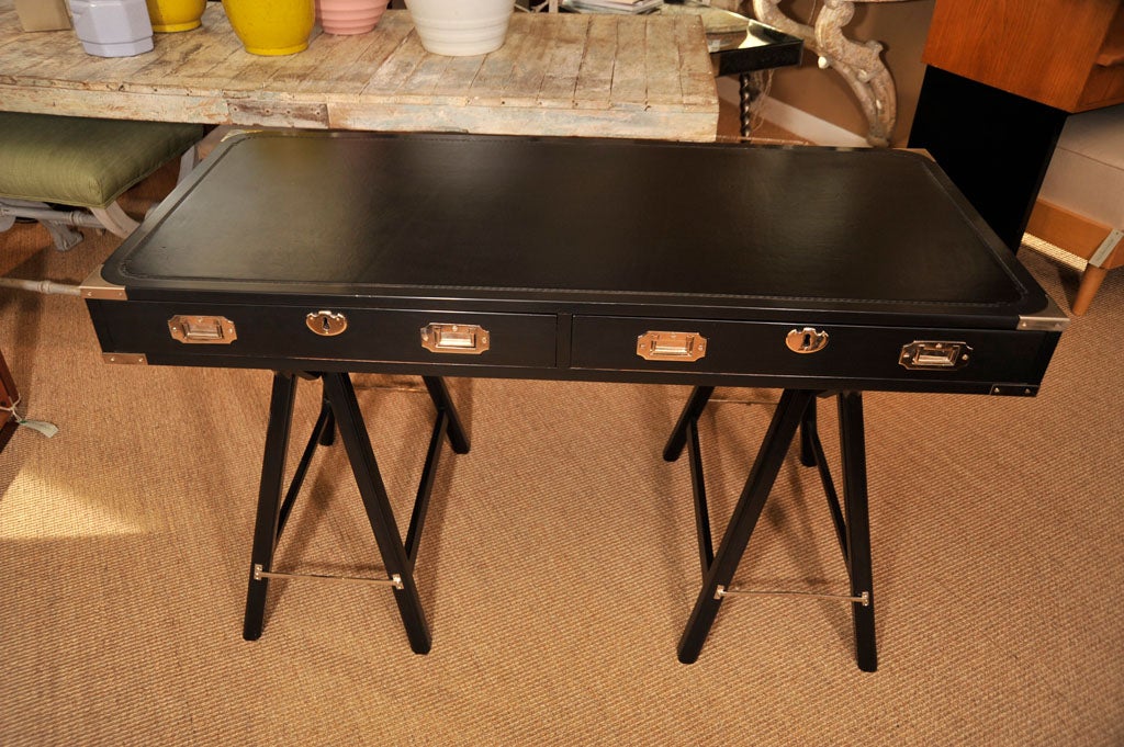 Mid-20th Century Ebonized Campaign Desk For Sale