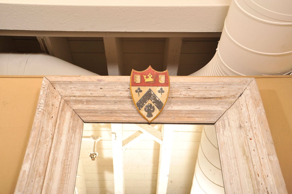 White Painted Mirror With Crest