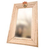 White Painted Mirror With Crest