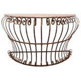 Antique 19th Century Portuguese Iron Balcony as Console with Marble Top