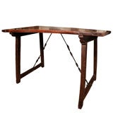 17th Century Spanish Walnut Table with Iron Supports