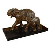 Bronze Elephants on Black Marble by Michel Decoux (1837-1924)
