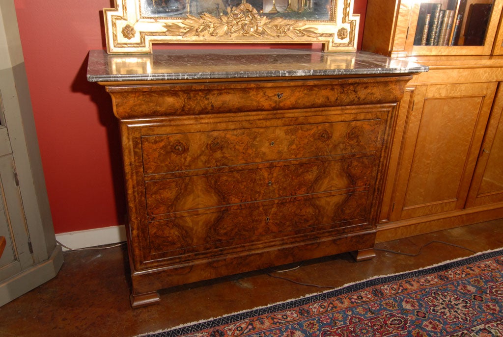 Louis Philippe Chest of Burr Walnut with Figured Marble Top