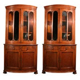 Pair French Oak Corner Cabinets