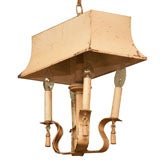 Tole Cream Colored Painted Four Light Chandelier