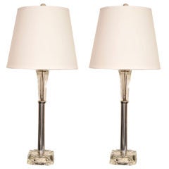 Pair of 1940's Hollywood Fluted Lamps