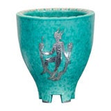 Art Deco Ceramic and Sterling Vase by Argenta