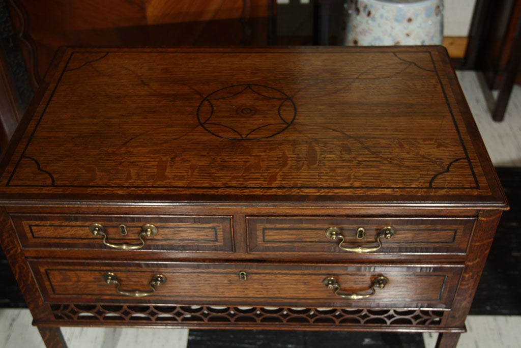 Inlay Irish Inlaid Lowboy in Quartersawn Oak