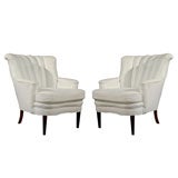 Pair of Channel Back Leather Chairs