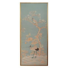 Set of Six Chinese Painted Wallpaper Panels