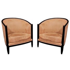 Antique Pair of French Art Deco Club Chairs