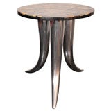 horn tile/aluminum end table in the style of Karl Springer