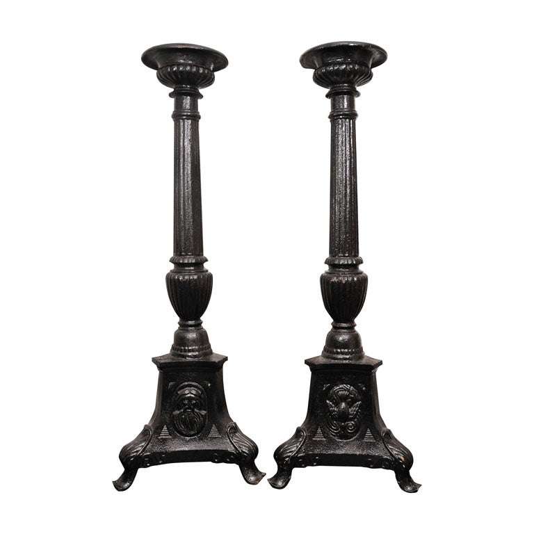Pair Of Cast Iron Candlesticks at 1stDibs | cast iron candle holder antique,  antique cast iron candle holders, vintage cast iron candle holders