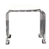 LUCITE STOOL WITH WHITE LEATHER SEAT