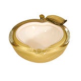 GREEN OLIVE AND WHITE "APPLE" MURANO BOWL