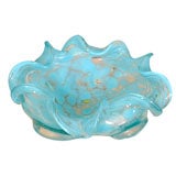 DOTED TURQUOISE RIBBON MURANO BOWL