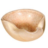 AVENTURINE AND WHITE TREFOIL MURANO BOWL