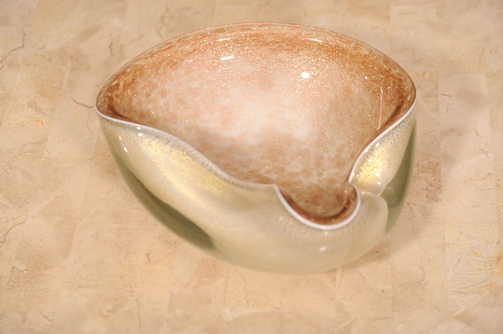 AVENTURINE TREFOIL PINCH MURANO BOWL