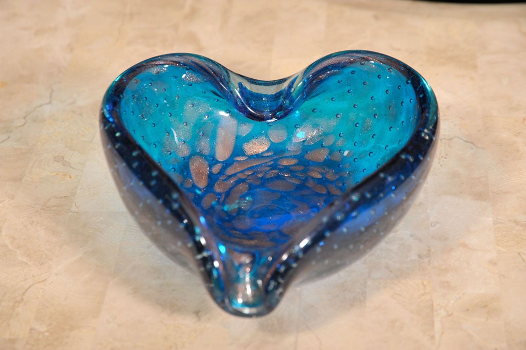 HEART SHAPED BLUE MURANO BOWL