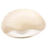 LARGE WHITE AND GOLD BUBBLES KIDNEY MURANO DISH