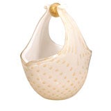 WHITE AND GOLD BUBBLES MURANO BOWL BASKET