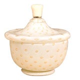 White And Gold Bubbles Lidded Murano Bowl