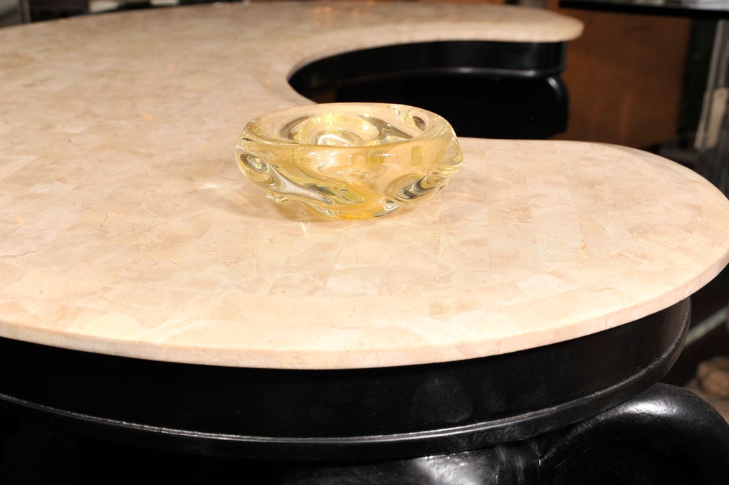 CLEAR MURANO BOWL WITH GOLD DUST