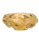 CLEAR MURANO BOWL WITH GOLD DUST