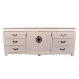 Retro LIGHT GREY LACQUERED CHINOISERIE DRESSER/CHEST