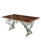 Art Moderne verdigris wrought iron table