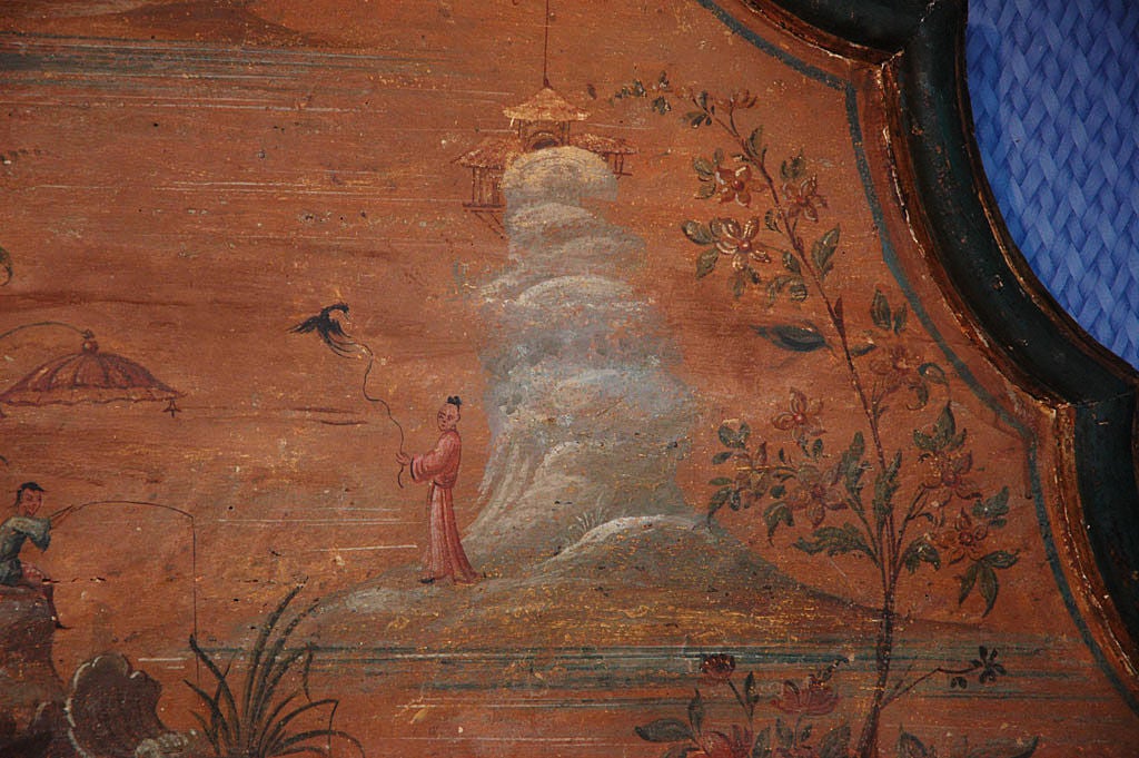 Regency 18th Century Italian Venetian Chinese Style Painted Headboard For Sale