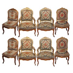 19th Century French set of 8 Needlepoint Chairs