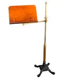 Antique English Adjustable Music Stand of Mahogany, Brass, and Iron,
