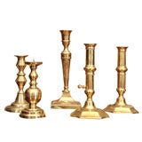 Various brass candle sticks
