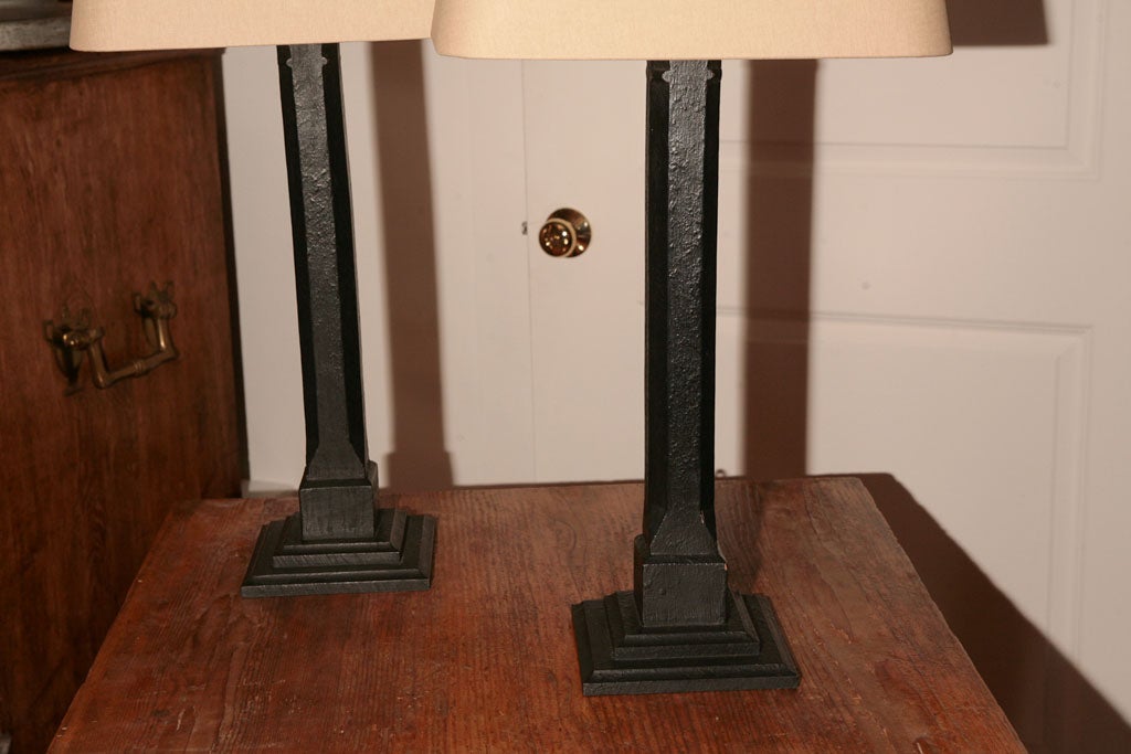 Pair of Black Painted Table Lamps