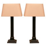 Pair of Black Painted Table Lamps