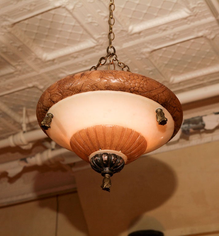 Carved Alabaster Bowl Light Fixture