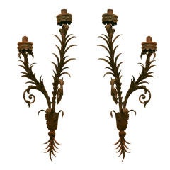 Pair of Addison Mizner Wrought Iron Sconces