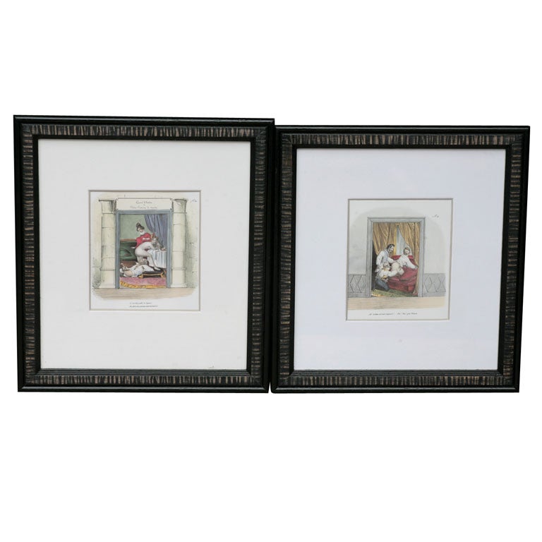 Groupe de sept gravures érotiques françaises